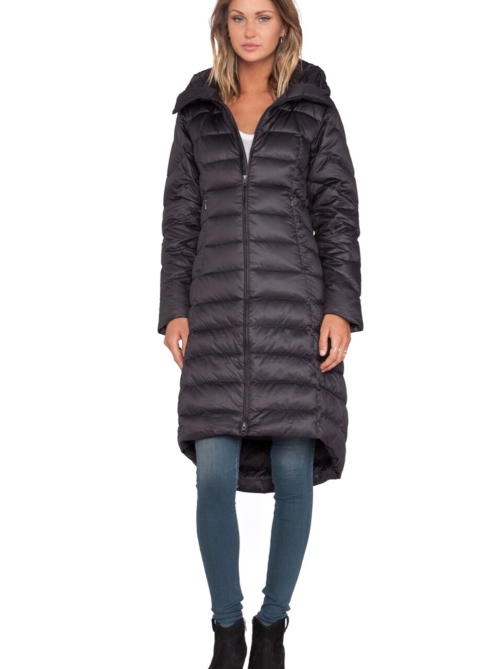Patagonia Black Long downtown loft Quilted Down Puffer Coat with Hood